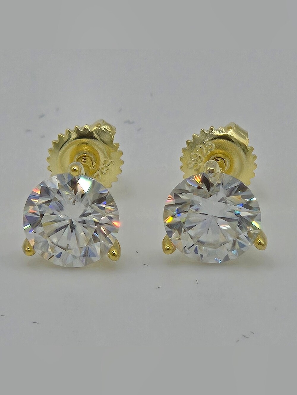 Moissanite 2 CTW Round Stud Earrings 14K Gold Over 925 Sterling Silver New